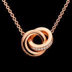 Sterling Silver Double Circle Pendant - Rose Gold