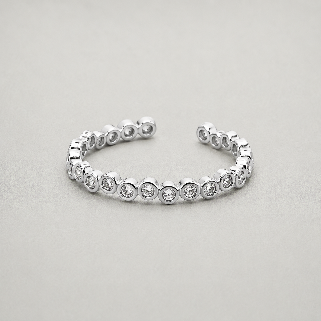 Minimalist Adjustable Alloy CZ Ring - Silver