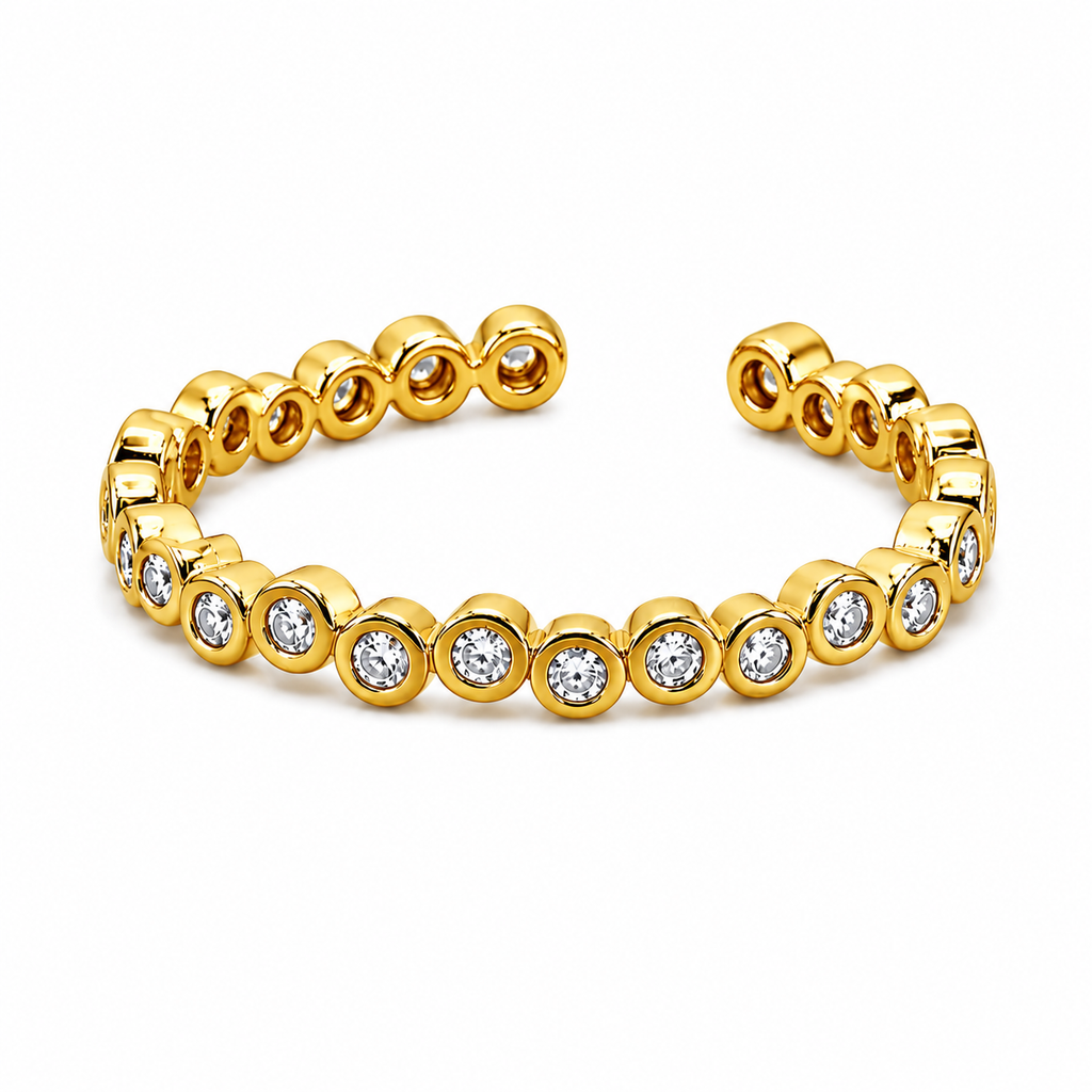 Minimalist Adjustable Alloy CZ Ring - Gold