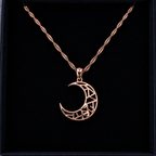 Rose Gold Lattice Crescent Necklace