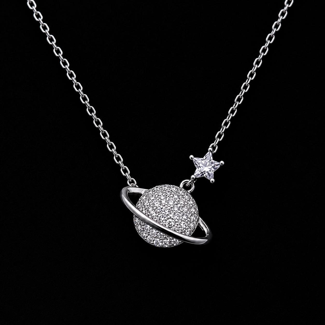 Celestial Saturn & North Star Necklace