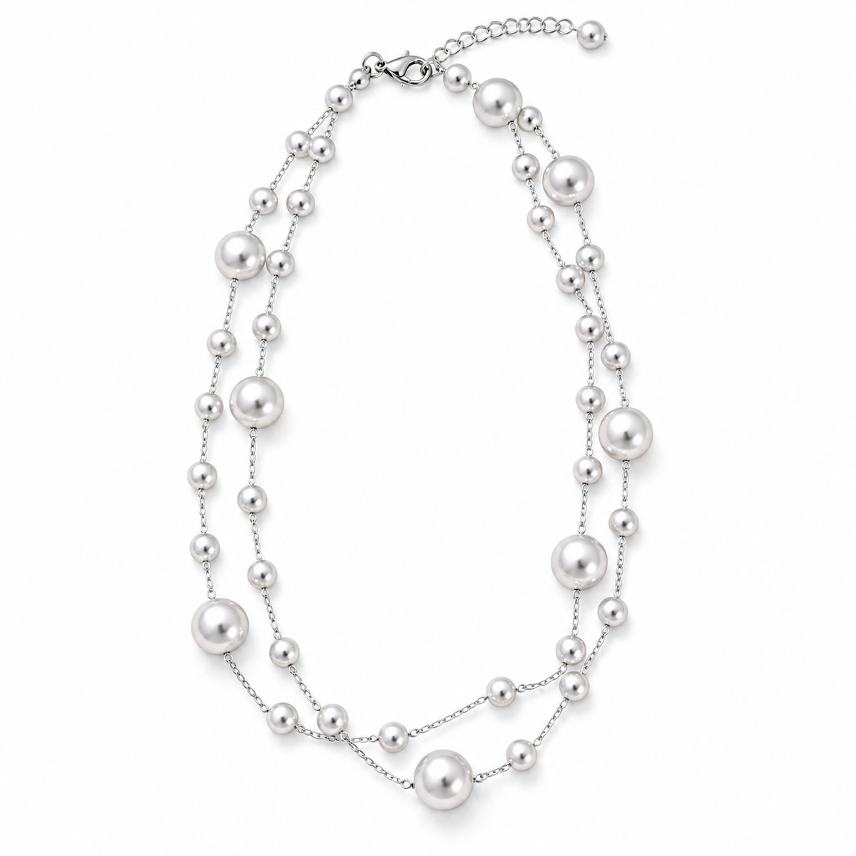 Sleek Silver -Toned Station Necklace
