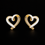 Timeless Crystal Heart Stud Earrings - White