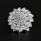 Shimmering Pear-Cut Sunflower Ring - Silver