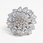 Shimmering Pear-Cut Sunflower Ring - Silver