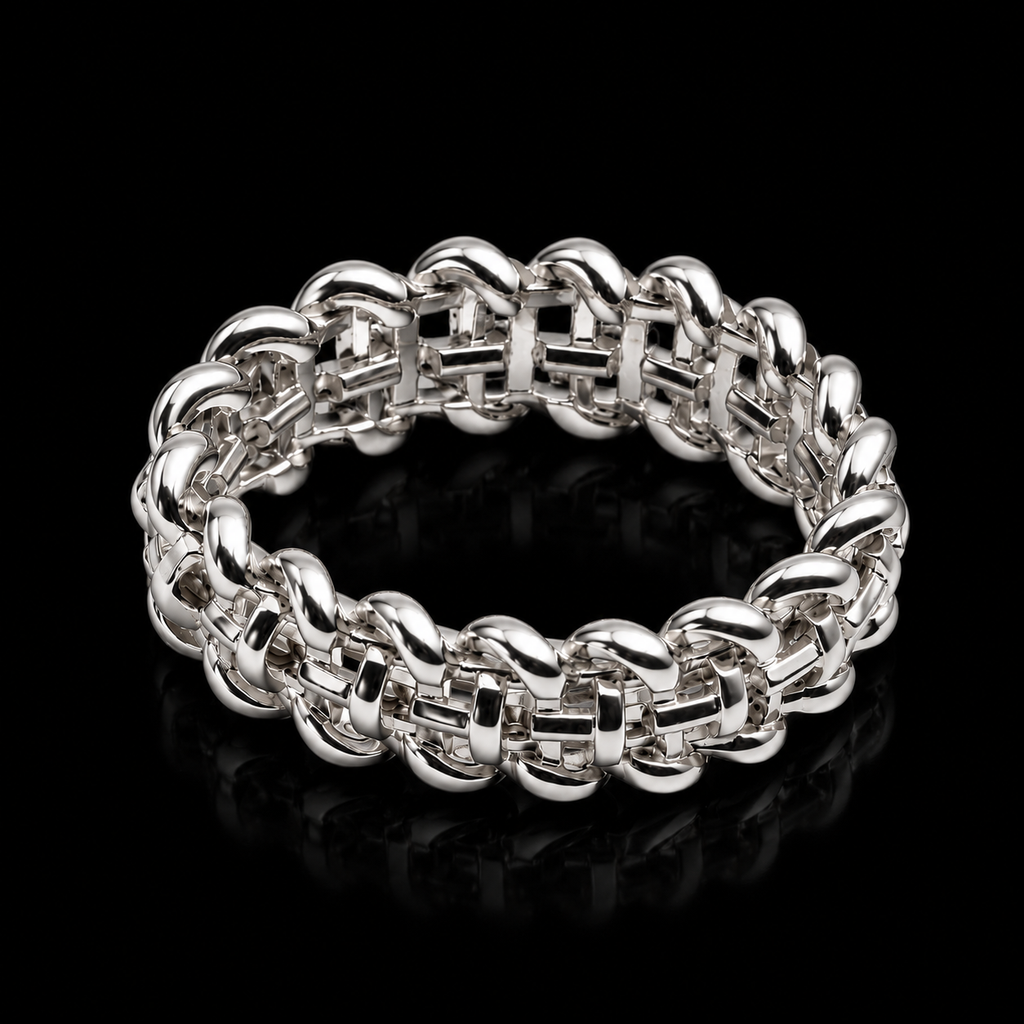 Brilliant Woven silver Crystal Band Ring