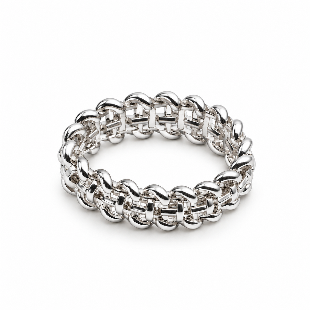 Brilliant Woven silver Crystal Band Ring