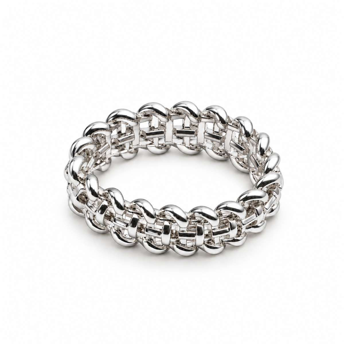 Brilliant Woven silver Crystal Band Ring