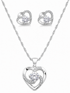 Shimmering Heart Necklace & Earring Set