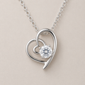 Double Heart Solitaire Necklace