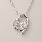 Double Heart Solitaire Necklace