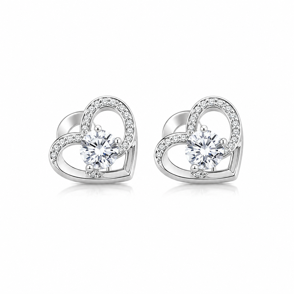 Shimmering Heart Necklace & Earring Set