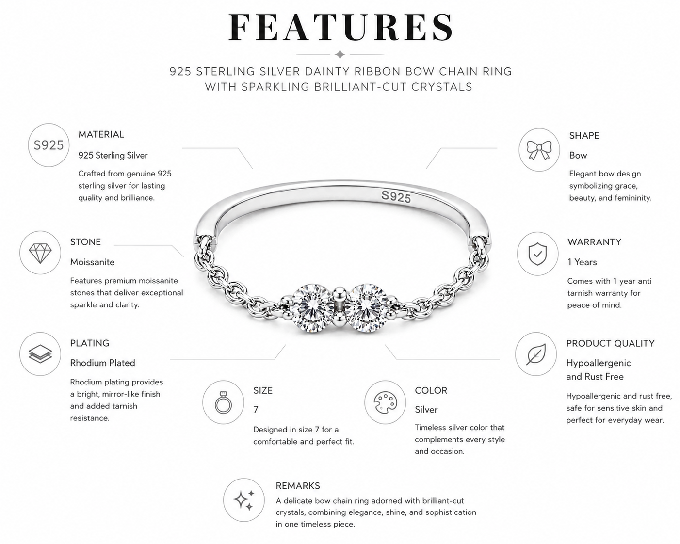 Sterling Silver Ribbon Bow Ring