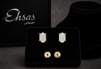 Hexagonal Iridescent Opal Studs