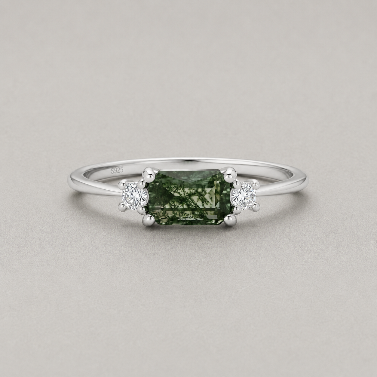 Timeless Sterling Silver Moss Agate Ring