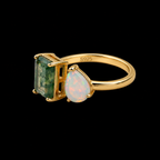 Moss Agate and Opal Ring