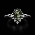 Moss Agate Pear-Cut Ring
