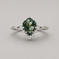 Moss Agate Pear-Cut Ring