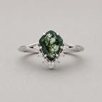 Moss Agate Pear-Cut Ring