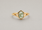 Hexagon Moss Agate Gold Ring