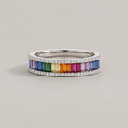 Baguette Cut Rainbow Eternity Ring
