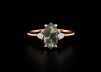 Hexagonal Moss Agate Rose Gold Ring