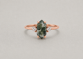 Hexagonal Moss Agate Rose Gold Ring