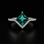 Princess-Cut Emerald Green Ring