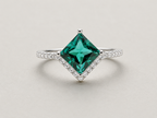 Princess-Cut Emerald Green Ring