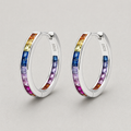 Silver Rainbow Hoop Earrings
