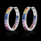Silver Rainbow Hoop Earrings