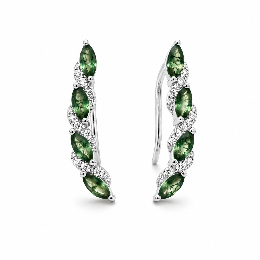 Ethereal Moss Agate Vine Earrings