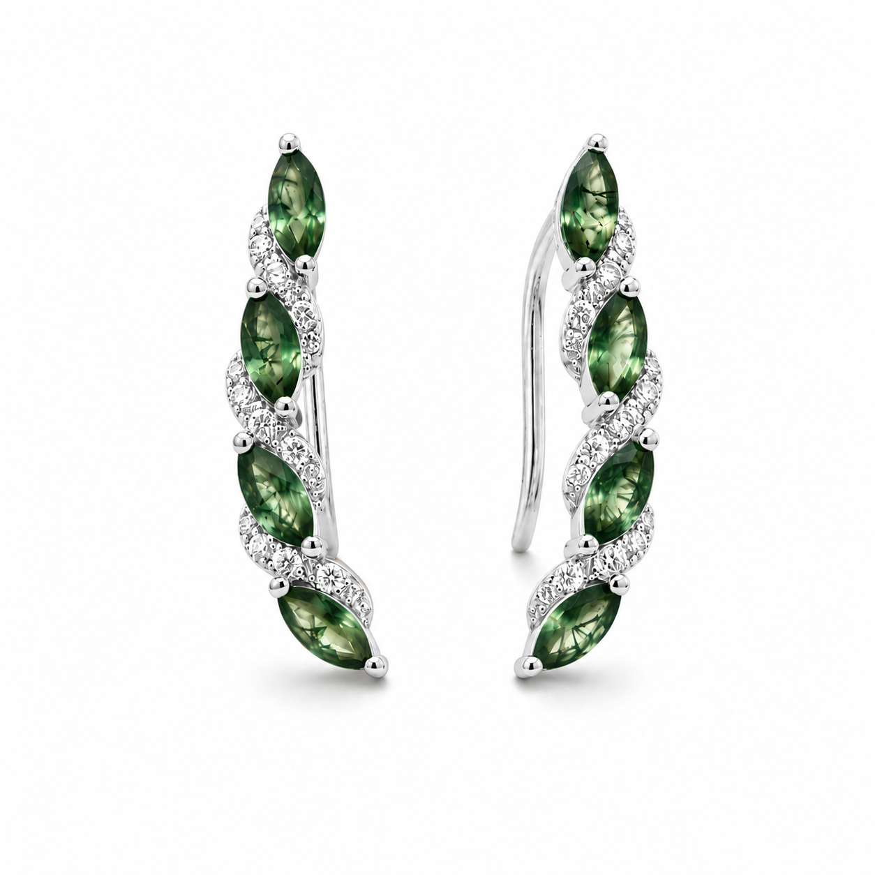 Ethereal Moss Agate Vine Earrings
