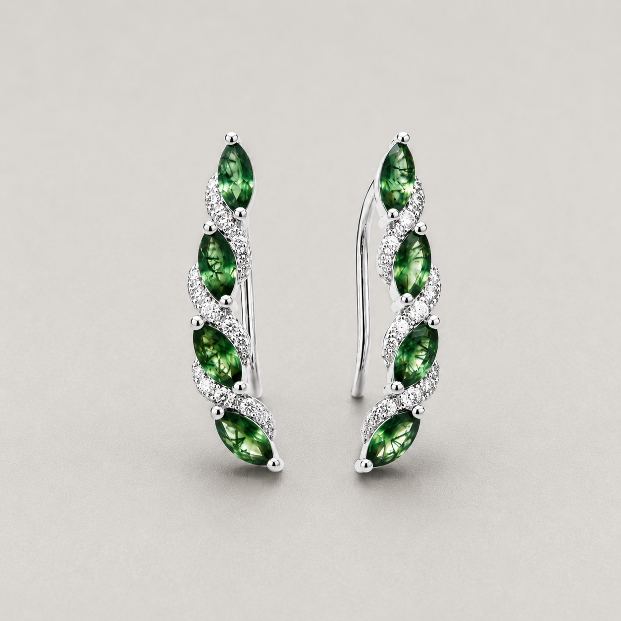 Ethereal Moss Agate Vine Earrings