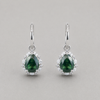 Moss Agate Pear-Cut Drop Earrings