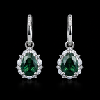 Moss Agate Pear-Cut Drop Earrings
