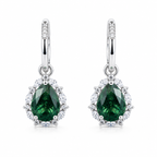 Moss Agate Pear-Cut Drop Earrings