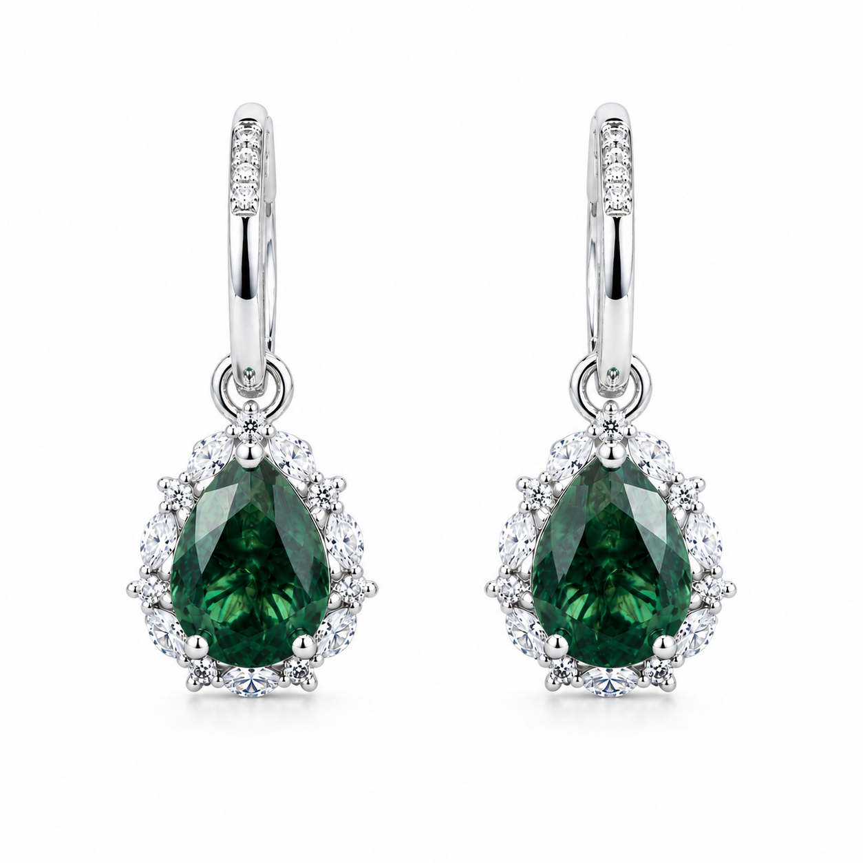 Moss Agate Pear-Cut Drop Earrings
