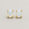 Hexagonal Iridescent Opal Studs