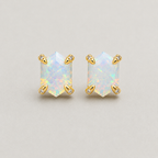 Hexagonal Iridescent Opal Studs