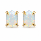 Hexagonal Iridescent Opal Studs