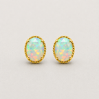 Oval Iridescent Opal Stud