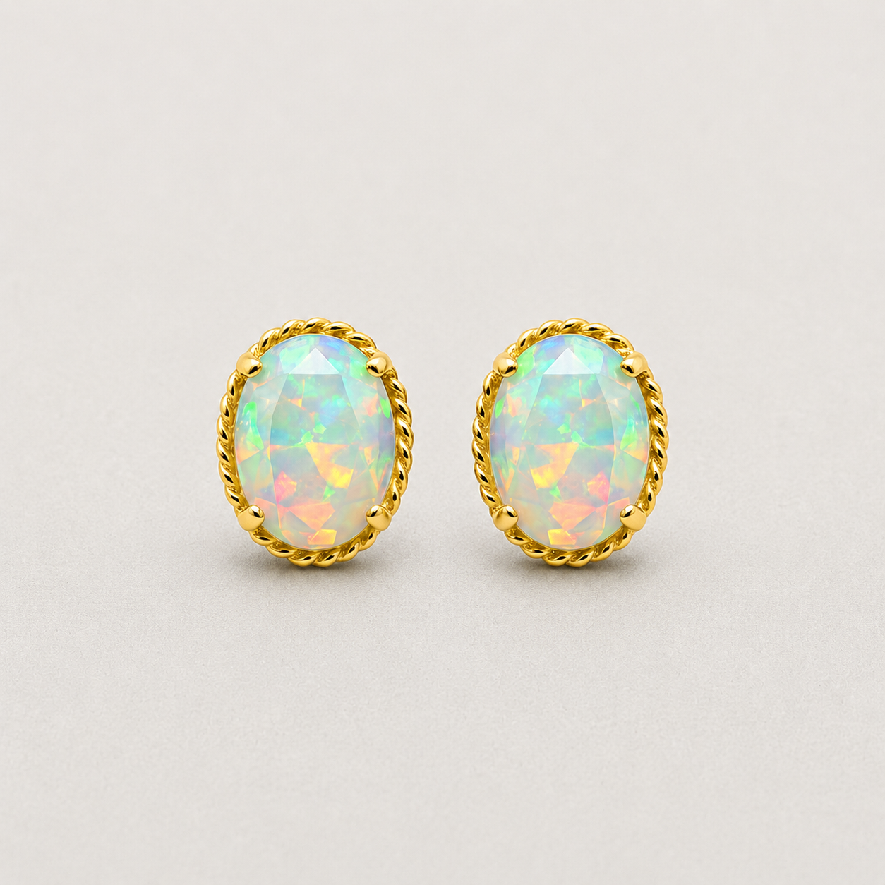 Oval Iridescent Opal Stud