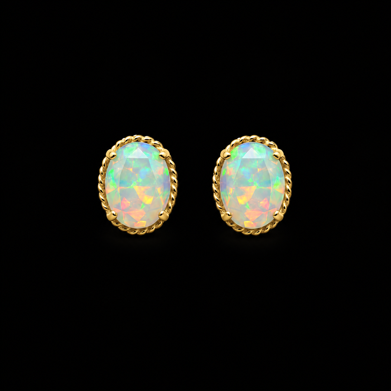 Oval Iridescent Opal Stud