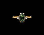 Hexagonal Moss Agate Gold Ring