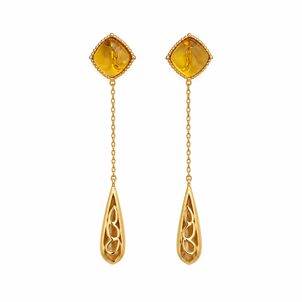 Gold-Plated Citrine Drop Earrings