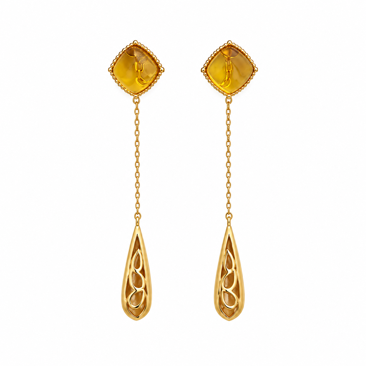 Gold-Plated Citrine Drop Earrings