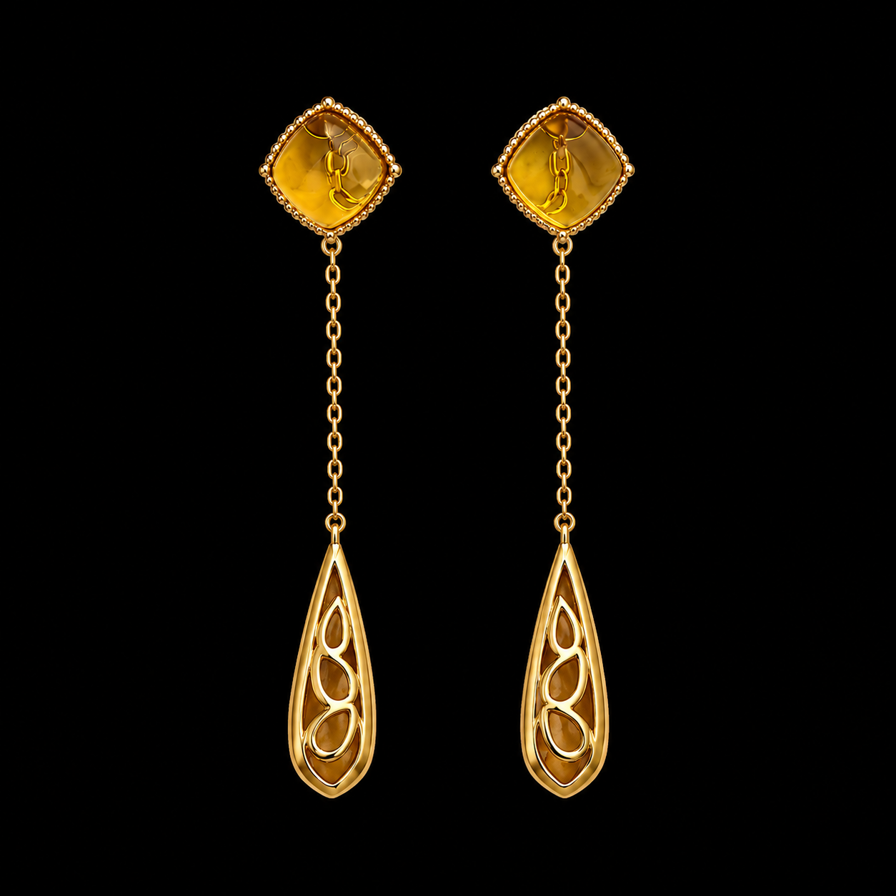 Gold-Plated Citrine Drop Earrings