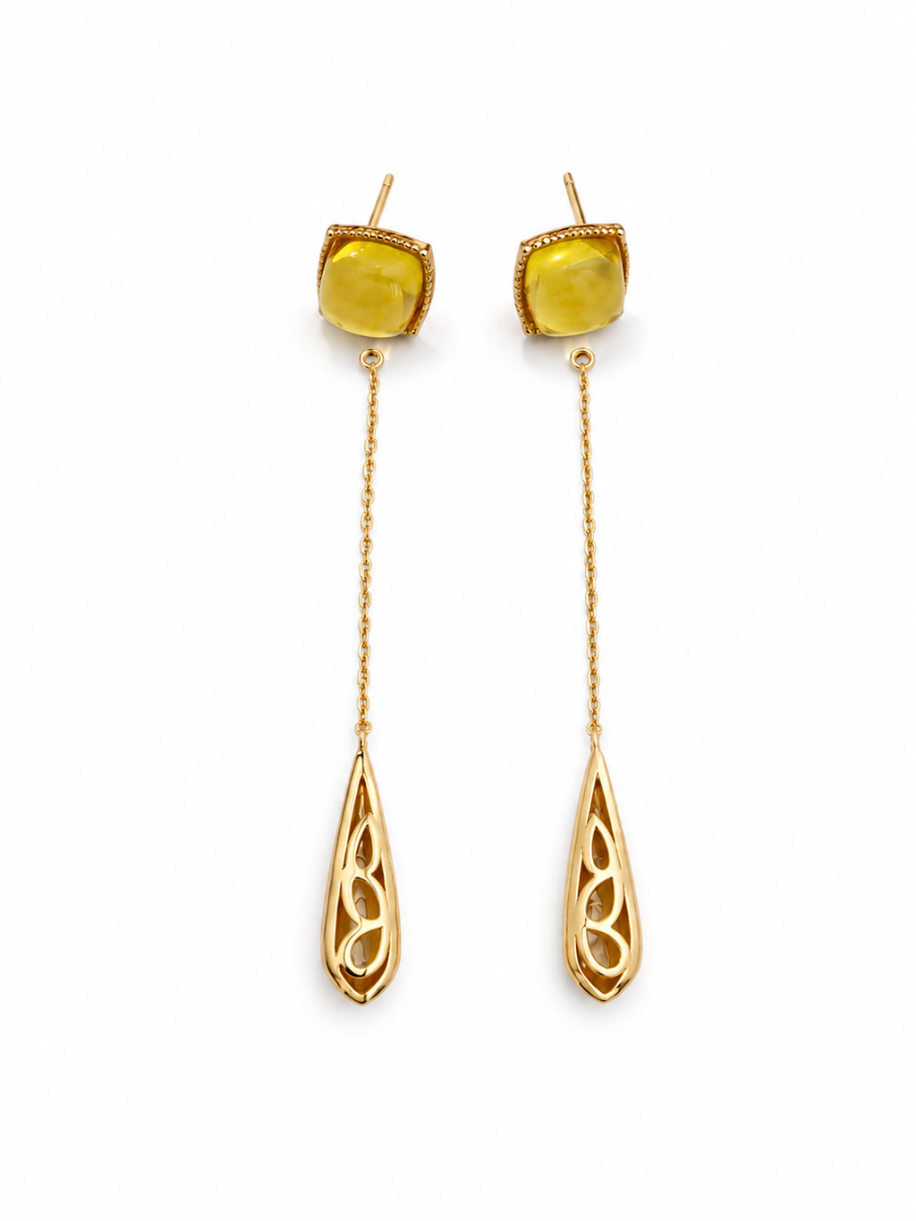 Gold-Plated Citrine Drop Earrings