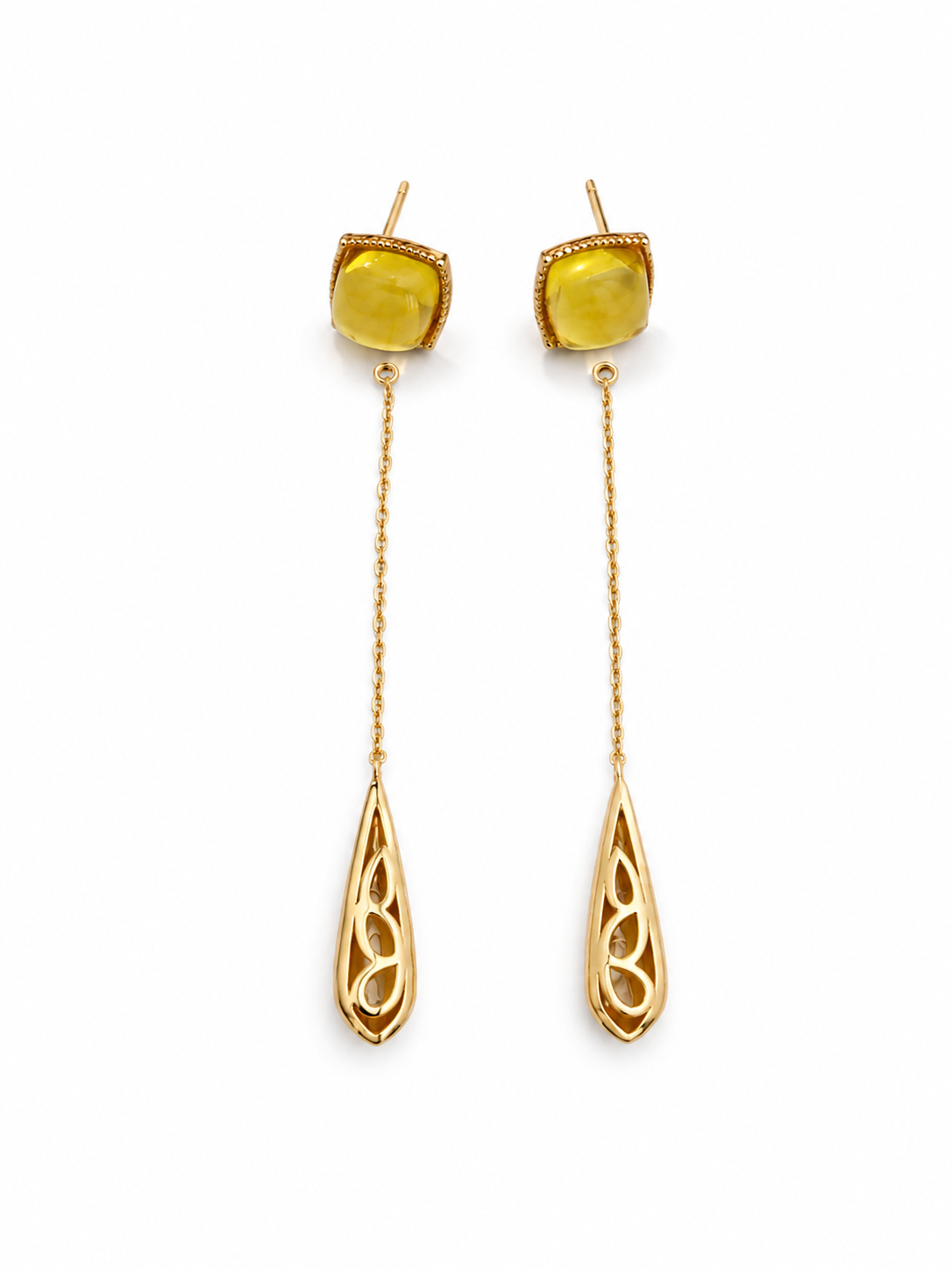 Gold-Plated Citrine Drop Earrings